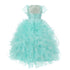 RainKids Big Girls Aqua Heart Shape Beaded Organza Jacket Pageant Dress 8-12 - SophiasStyle.com