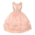 RainKids Big Girls Blush Sequin Lace Organza Junior Bridesmaid Dress 8-12 - SophiasStyle.com