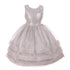 RainKids Big Girls Silver Sequin Lace Organza Junior Bridesmaid Dress 8-12 - SophiasStyle.com