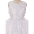 Rain Kids Big Girls White Sequin Lace Organza Flower Girl Dress 8-12 - SophiasStyle.com