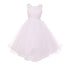 RainKids Big Girls White Pearl Hi-Low Satin Tulle Flower Girl Dress 8-12 - SophiasStyle.com