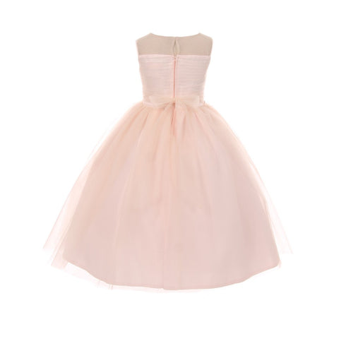 RainKids Little Girls Blush Illusion Pearl Rhinestone Flower Girl Dress 2-6 - SophiasStyle.com