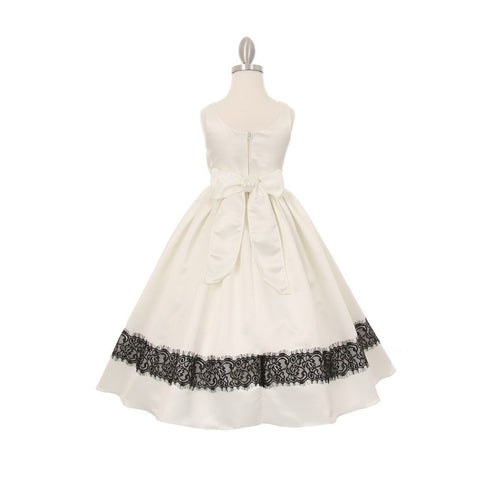Cinderella Couture Little Girls Ivory Satin Lace Trim Special Occasion Dress 2-6 - SophiasStyle.com