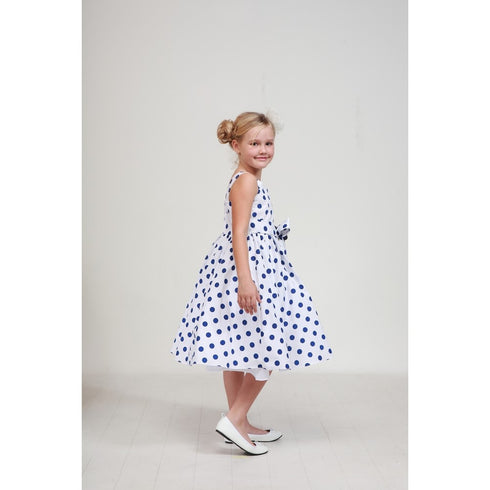 Cinderella Couture Big Girls Royal Blue Polka Dots Easter Flower Girl Dress 8-14 - SophiasStyle.com
