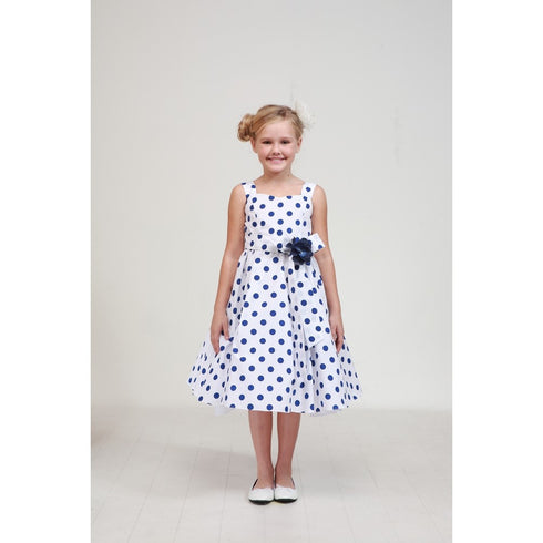 Cinderella Couture Little Girls Royal Blue Polka Dot Flower Girl Dress 2-6 - SophiasStyle.com