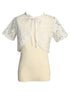 Lito Girls White Ribbon Tie Lace Short Sleeve Elegant Bolero 12 Months-12 - SophiasStyle.com