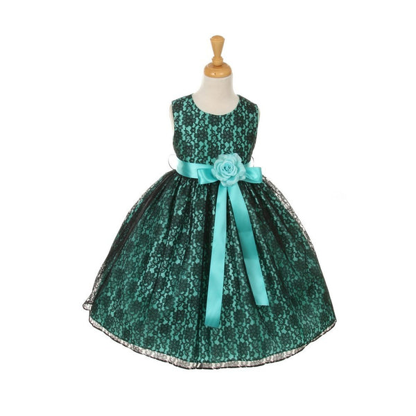 Cinderella Couture Little Girls Blue Satin Multi Color Sashes Dress 2-6 - SophiasStyle.com