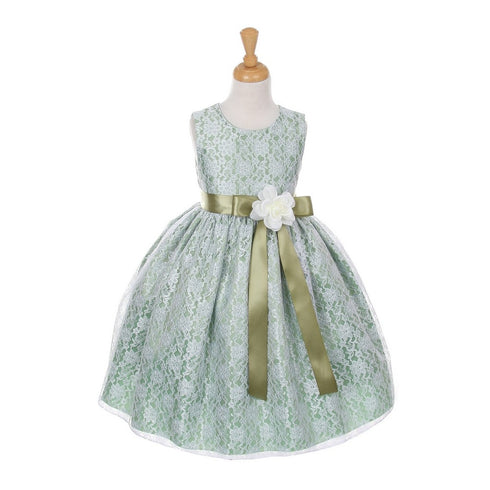 Cinderella Couture Little Girls Sage Satin Multi Color Sashes Dress 2-6 - SophiasStyle.com