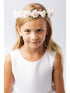 Girls White Flower Embellished Ribbon Back Special Occasion Hair Wreath Crown - SophiasStyle.com