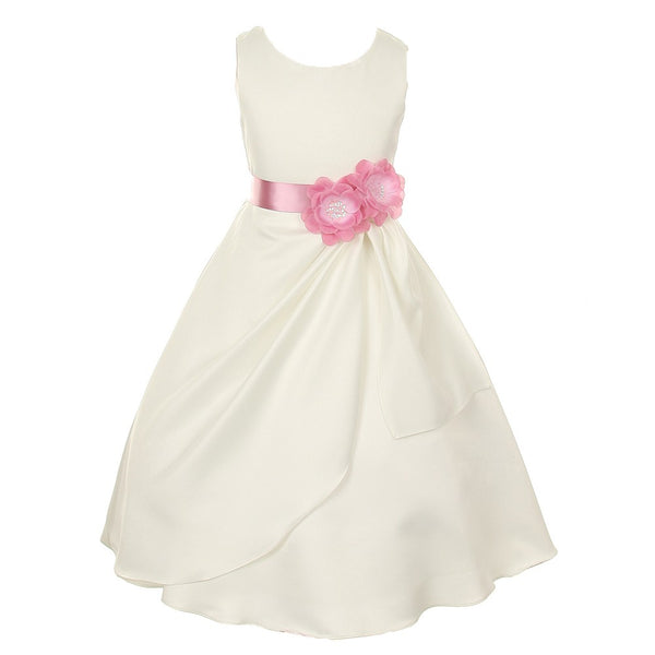 Little Girls Ivory Rose Bridal Dull Satin Sequin Flowers Occasion Dress 2-6 - SophiasStyle.com