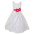 Big Girls White Fuchsia Bridal Dull Satin Sequin Flowers Occasion Dress 8-14 - SophiasStyle.com