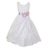 Little Girls White Lilac Bridal Dull Satin Sequin Flowers Occasion Dress 2-6 - SophiasStyle.com