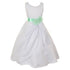 Little Girls White Mint Bridal Dull Satin Sequin Flowers Occasion Dress 2-6 - SophiasStyle.com
