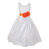 Little Girls White Orange Bridal Dull Satin Sequin Flowers Occasion Dress 2-6 - SophiasStyle.com