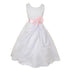 Big Girls White Pink Bridal Dull Satin Sequin Flowers Occasion Dress 8-14 - SophiasStyle.com