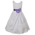 Big Girls White Purple Bridal Dull Satin Sequin Flowers Occasion Dress 8-14 - SophiasStyle.com