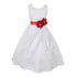 Big Girls White Red Bridal Dull Satin Sequin Flowers Occasion Dress 8-14 - SophiasStyle.com