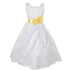 Big Girls White Yellow Bridal Dull Satin Sequin Flowers Occasion Dress 8-14 - SophiasStyle.com