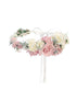 Girls Pink White Big Central Flower Ribbon Back Special Occasion Floral Crown - SophiasStyle.com