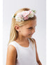 Girls Pink White Big Central Flower Ribbon Back Special Occasion Floral Crown - SophiasStyle.com