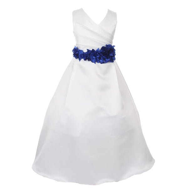 Little Girls Ivory Color Choice Sash Full Length Bridal Flower Girl Dress 2-6 - SophiasStyle.com