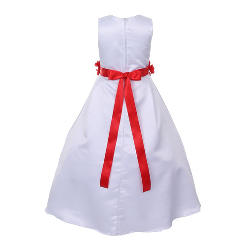 Big Girls White Fuchsia Flower Sash Full Bridal Junior Bridesmaid Dress 16 - SophiasStyle.com
