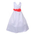 Big Girls White Coral Flower Sash Full Bridal Junior Bridesmaid Dress 16 - SophiasStyle.com