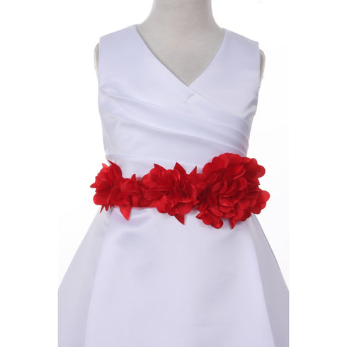 Big Girls White Lavender Flower Sash Full Bridal Junior Bridesmaid Dress 16 - SophiasStyle.com