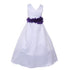 Big Girls White Purple Flower Sash Full Bridal Junior Bridesmaid Dress 16 - SophiasStyle.com