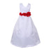 Big Girls White Red Flower Sash Full Bridal Junior Bridesmaid Dress 16 - SophiasStyle.com