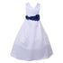 Big Girls White Royal Blue Flower Sash Full Bridal Junior Bridesmaid Dress 16 - SophiasStyle.com