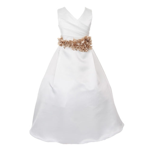 Little Girls Ivory Color Choice Sash Full Length Bridal Flower Girl Dress 2-6 - SophiasStyle.com