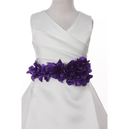 Big Girls Ivory Color Choice Flower Sash Bridal Junior Bridesmaid Dress 8-16 - SophiasStyle.com