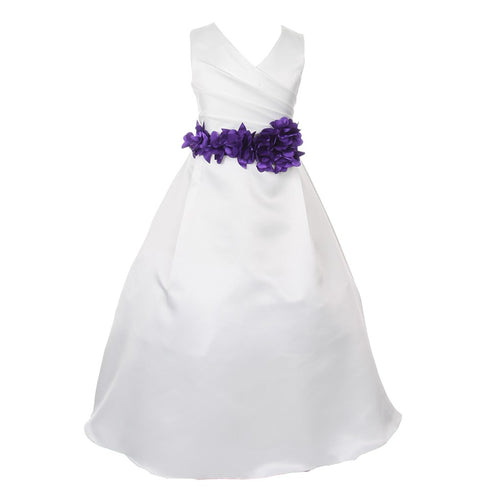 Little Girls Ivory Color Choice Sash Full Length Bridal Flower Girl Dress 2-6 - SophiasStyle.com