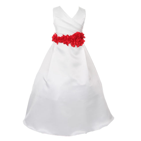 Big Girls Ivory Color Choice Flower Sash Bridal Junior Bridesmaid Dress 8-16 - SophiasStyle.com