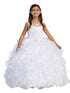 Big Girls White Embroidery Ruffled Bolero Glitter Communion Dress 7-18 - SophiasStyle.com
