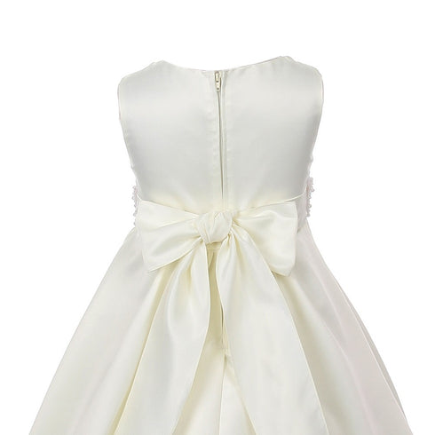 Cinderella Couture Big Girls White Pearls Waistband Flower Girl Dress 8 - SophiasStyle.com