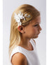 Girls White Glitter Flower Embellished Special Occasion Bridal Hair Pin - SophiasStyle.com