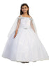 Big Girl White Off Shoulder Metallic Lace Tulle Communion Dress 7-18 - SophiasStyle.com