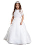 Tip Top Kids Big Girls White Lace Bolero Corset Back Communion Dress 7-18 - SophiasStyle.com