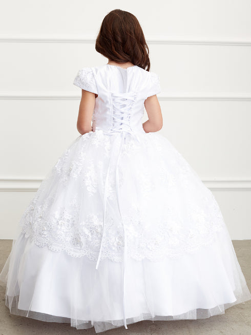 Tip Top Kids Big Girls White Lace Peplum Communion Dress 7-18 - SophiasStyle.com
