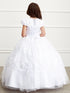 Tip Top Kids Big Girls White Lace Peplum Communion Dress 7-18 - SophiasStyle.com