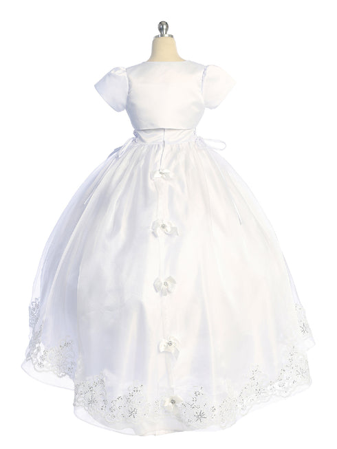 Tip Top Kids Big Girls White Virgin Mary Bolero Bow Train Communion Dress 7-18 - SophiasStyle.com