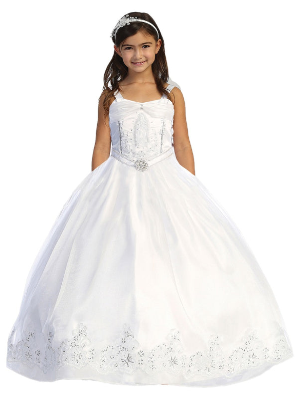Tip Top Kids Big Girls White Virgin Mary Bolero Bow Train Communion Dress 7-18 - SophiasStyle.com