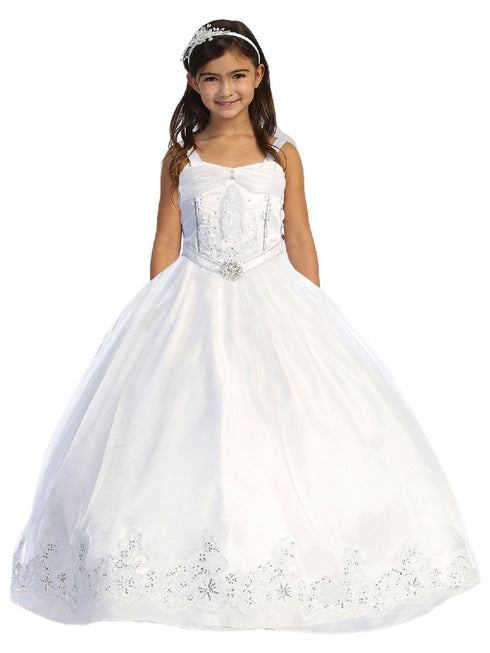 Tip Top Kids Big Girls White Virgin Mary Bolero Bow Train Communion Dress 7-18 - SophiasStyle.com