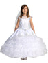 Tip Top Kids Big Girls White Peplum Organza Skirt Communion Dress 7-18 - SophiasStyle.com