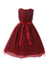 Little Girls Burgundy Rhinestone Satin Sash V-Neck Tulle Flower Girl Dress 2-6 - SophiasStyle.com