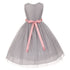 Big Girls Silver Pink Chiffon Flowers Tulle Junior Bridesmaid Dress 8-14 - SophiasStyle.com