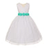 Big Girls White Aqua Chiffon Flowers Tulle Junior Bridesmaid Dress 8-14 - SophiasStyle.com