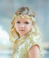 Petite Adele Girls Satin Gold Embellishments Hair Wreath Tiara - SophiasStyle.com